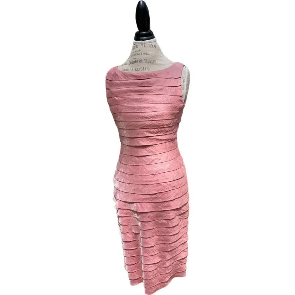 Stunning Vintage Victor Costa tier iridescent rosey sleeveless dress EUC
